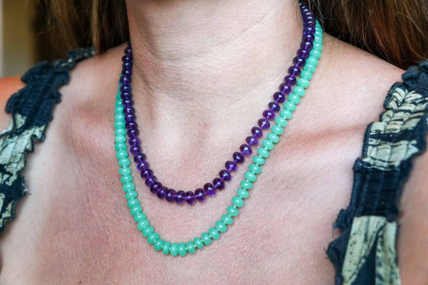 Amethyst Knotted Candy Bead Necklace - 14k Gold Filled