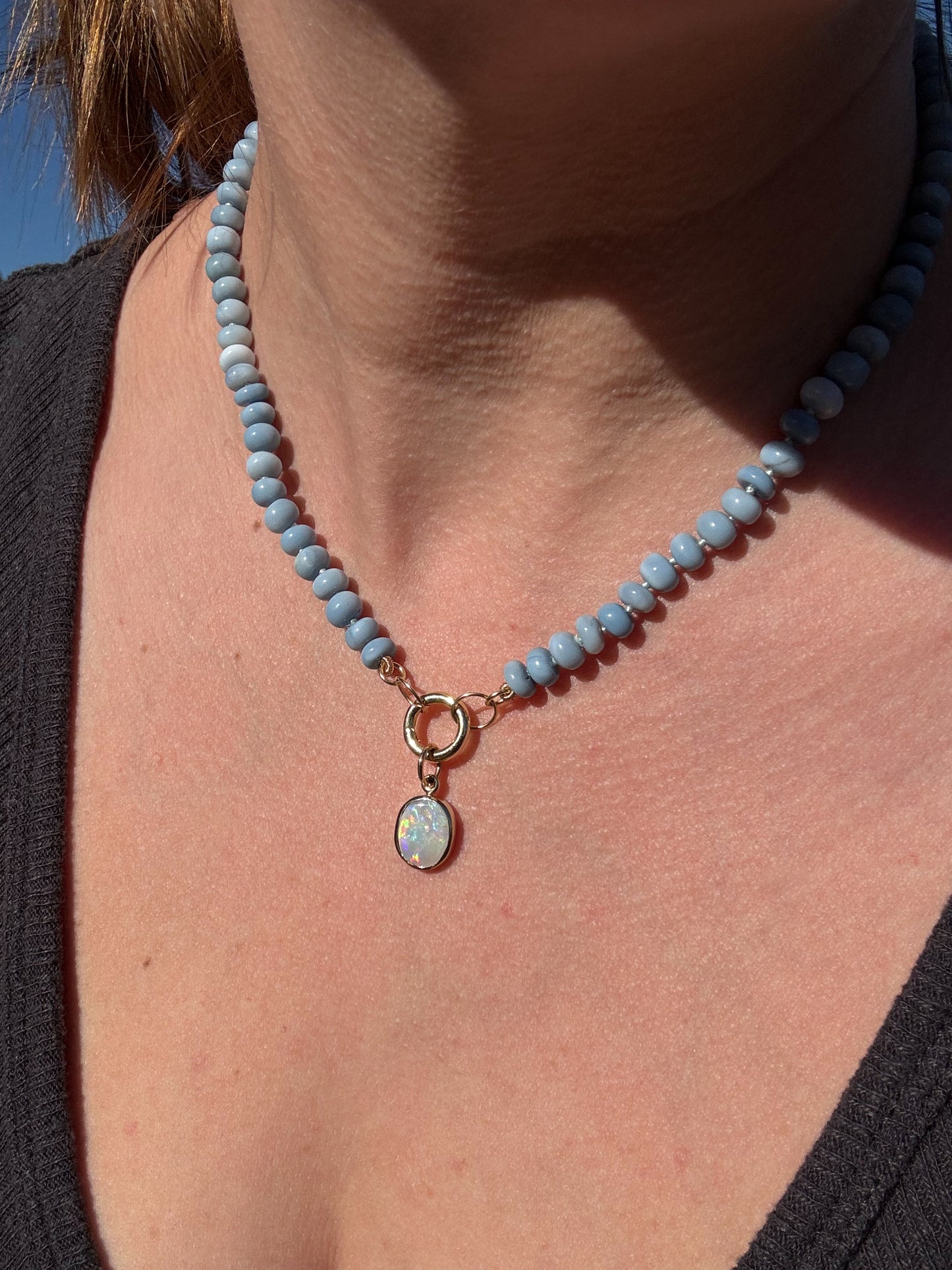 14k gold connector clasp hinged lock charm holder with opals