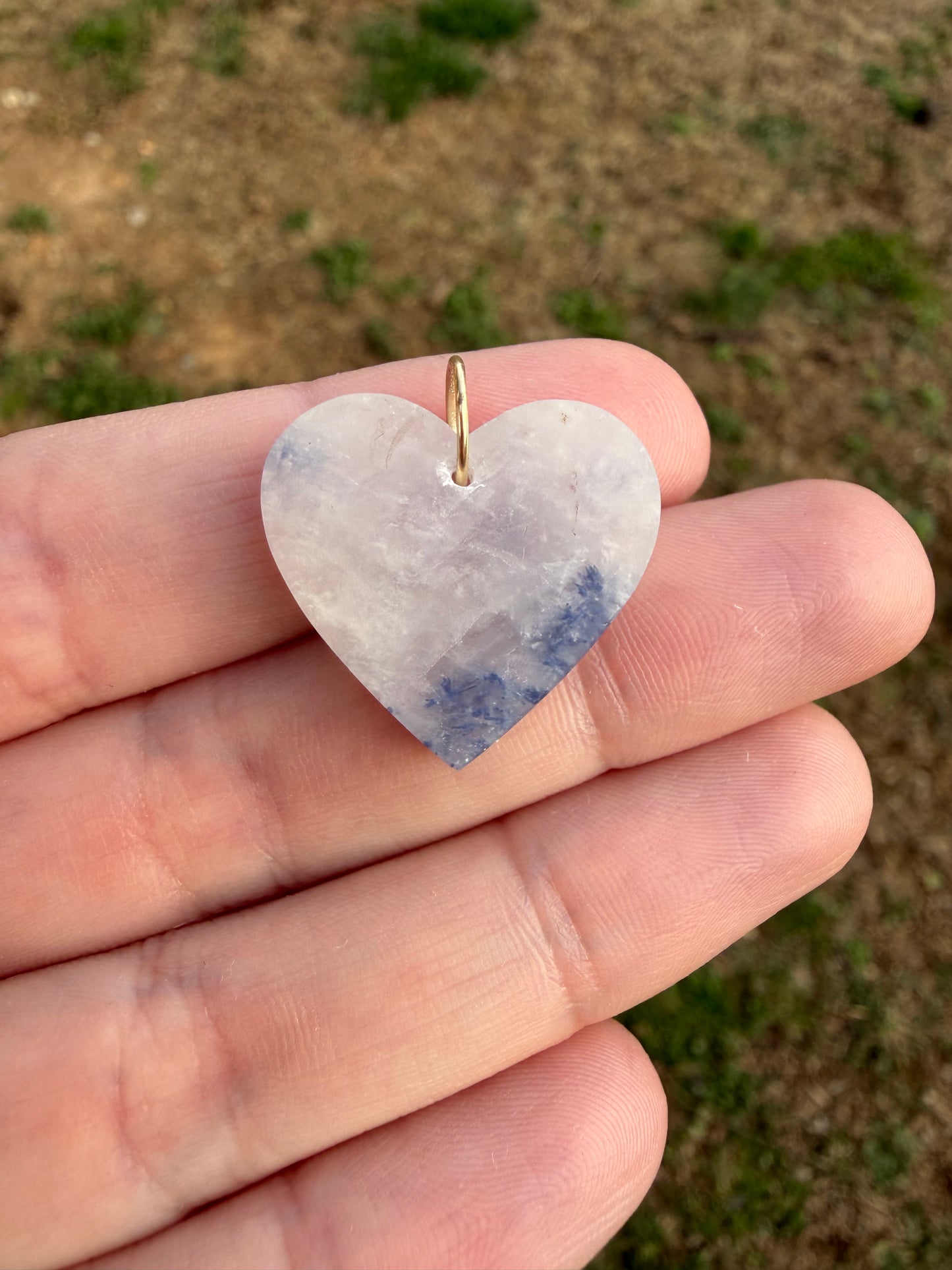 011 - Dumortierite in Quartz Heart Charm