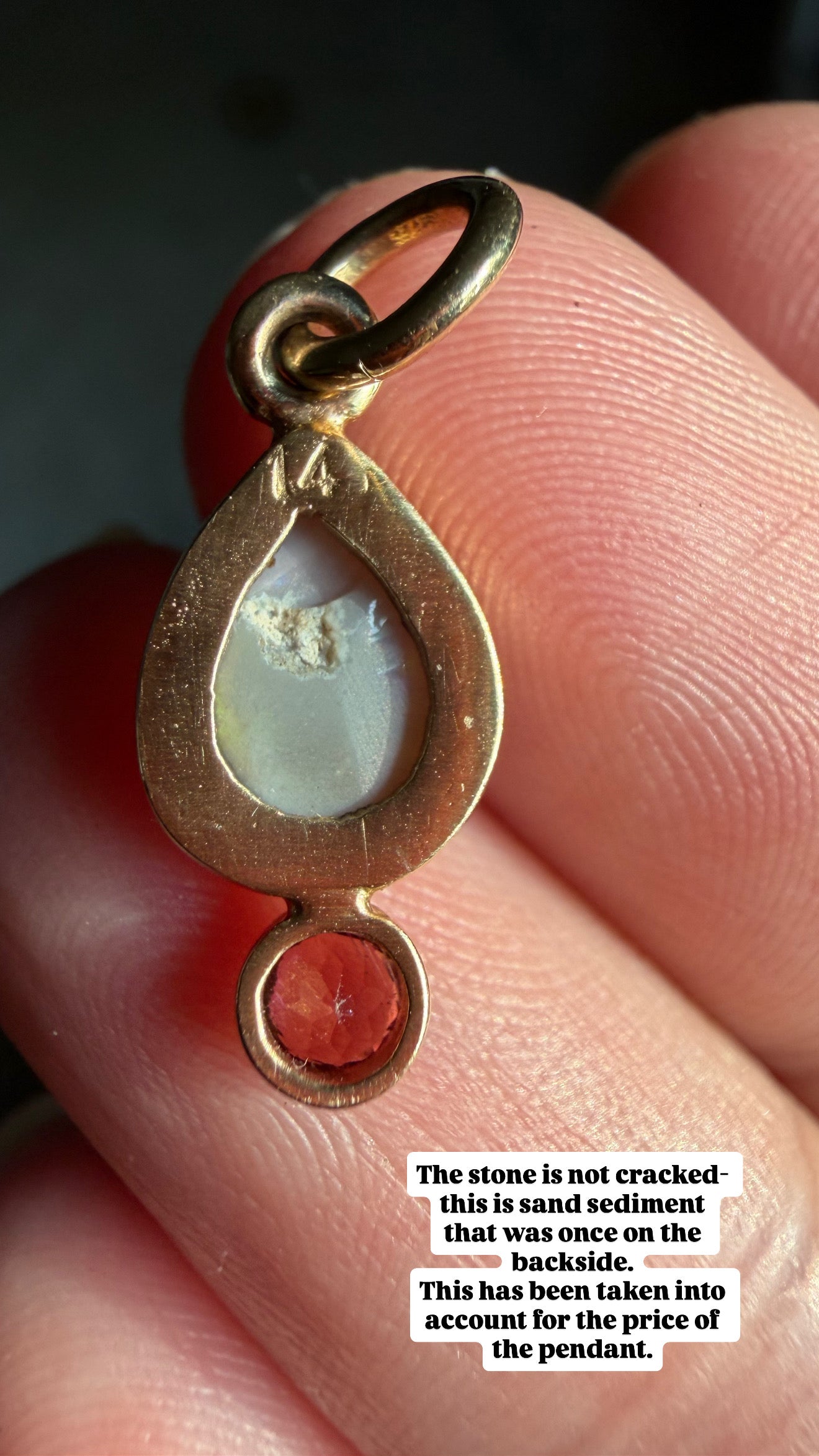 Australian Opal & Rhodolite Garnet Charm, 14k Gold