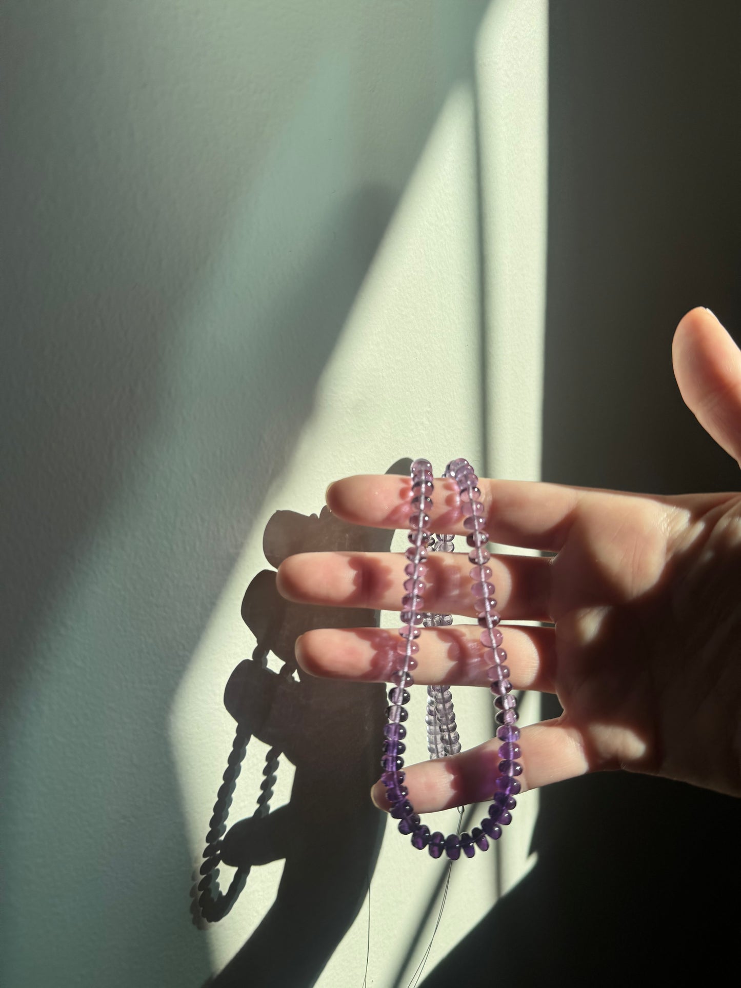 Long Ombré Amethyst Knotted Bead Strand 14K Necklace - Made to Order