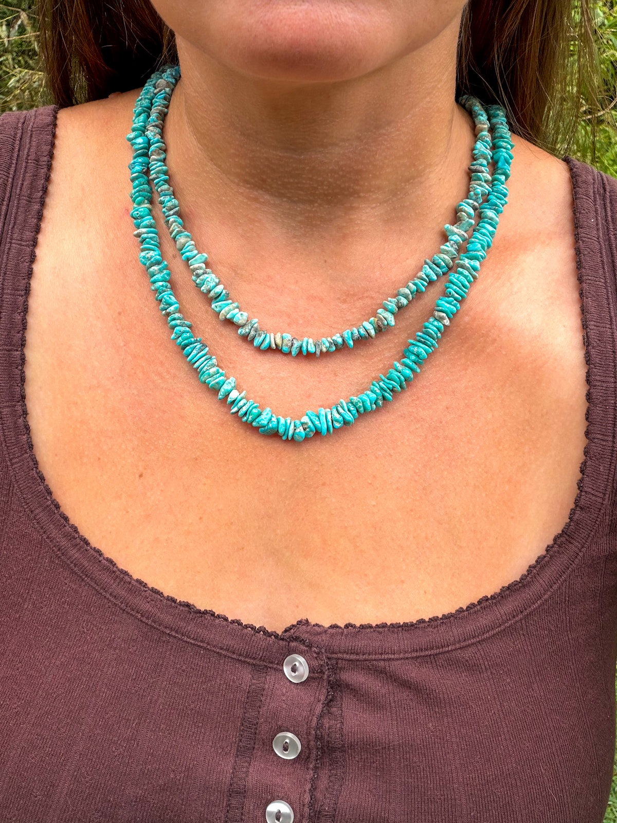 Sky Blue, Arizona Turquoise Chips Beaded Necklace