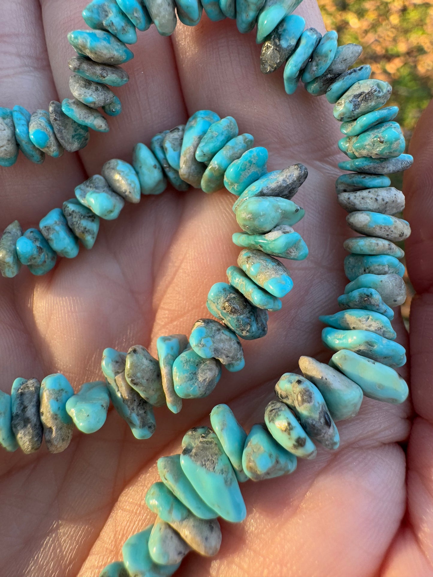 Sky Blue, Arizona Turquoise Strand in 14k Gold