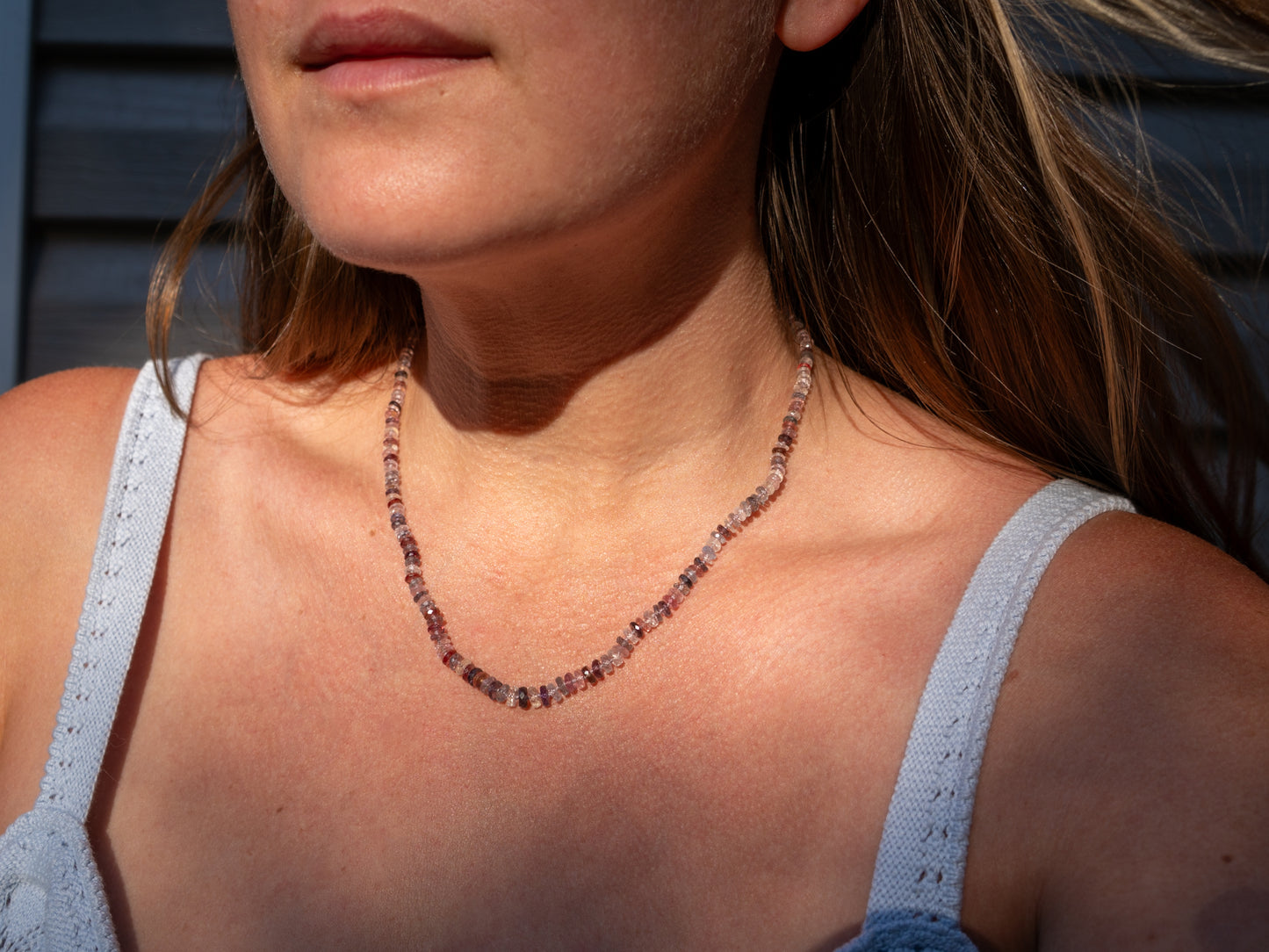 Faceted Spinel Knotted Gemstone Candy Necklace 14k Gold
