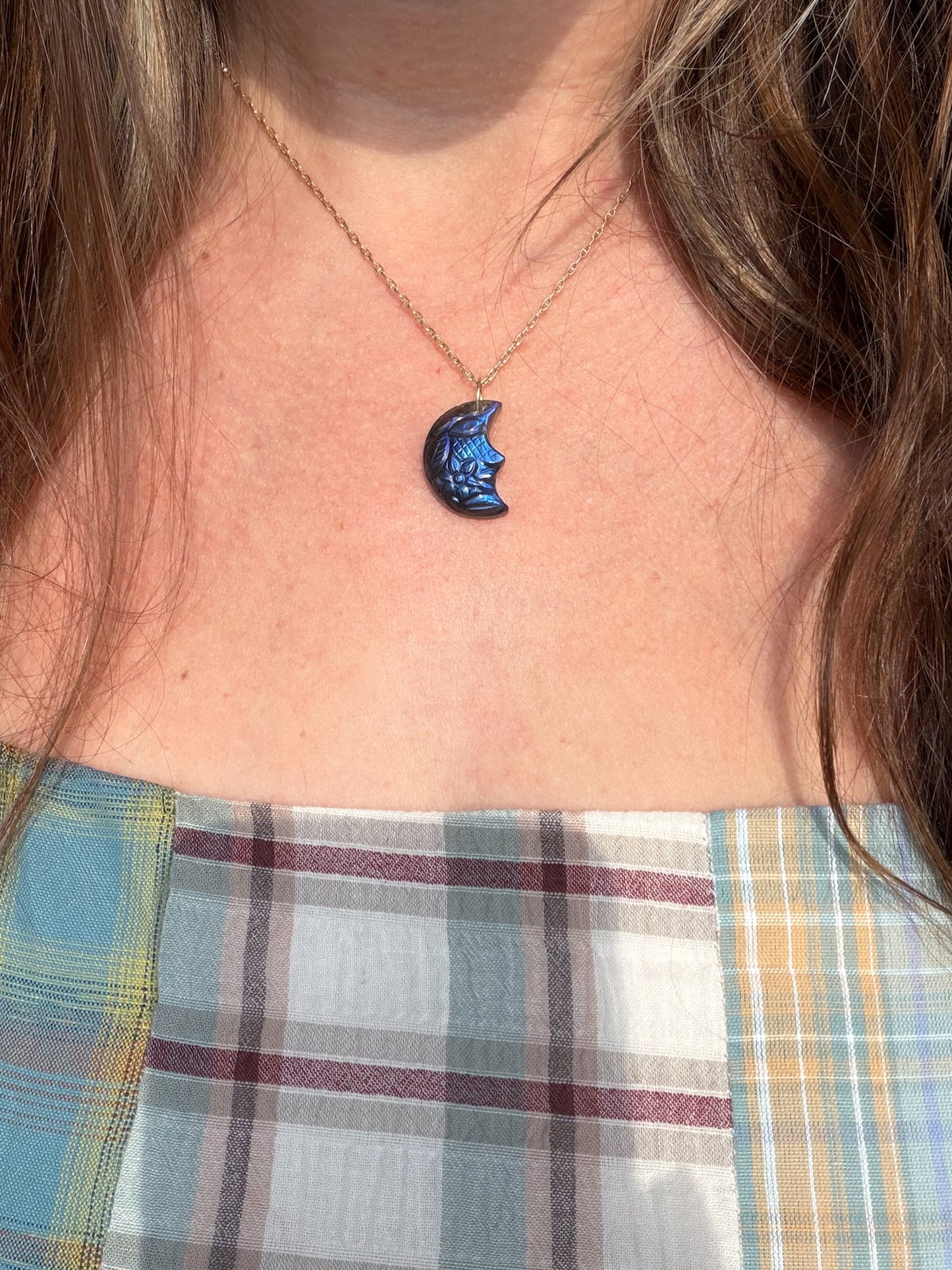 Labradorite Moon Charm