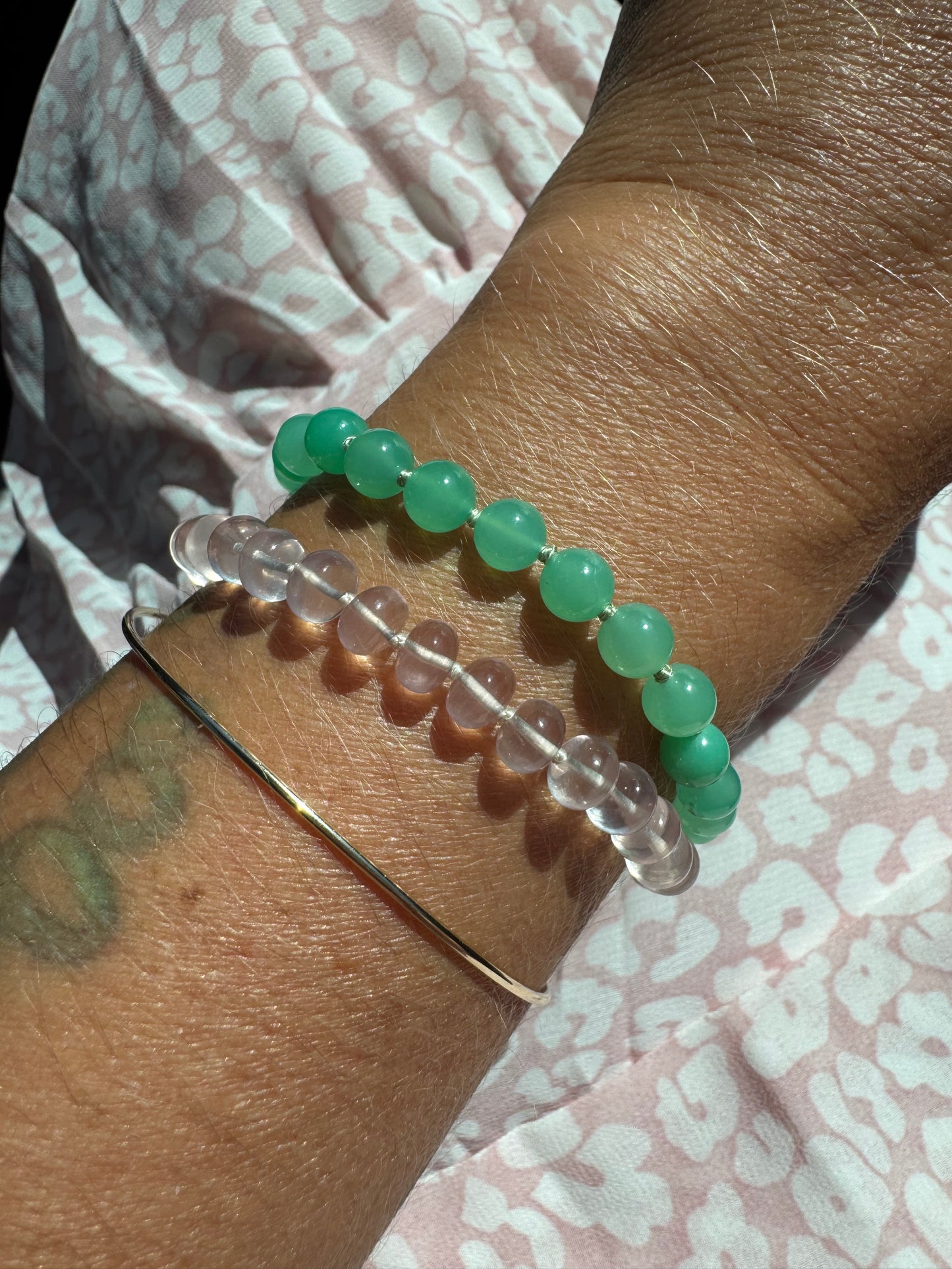 Gemmy Chrysoprase Knotted Candy Bracelet