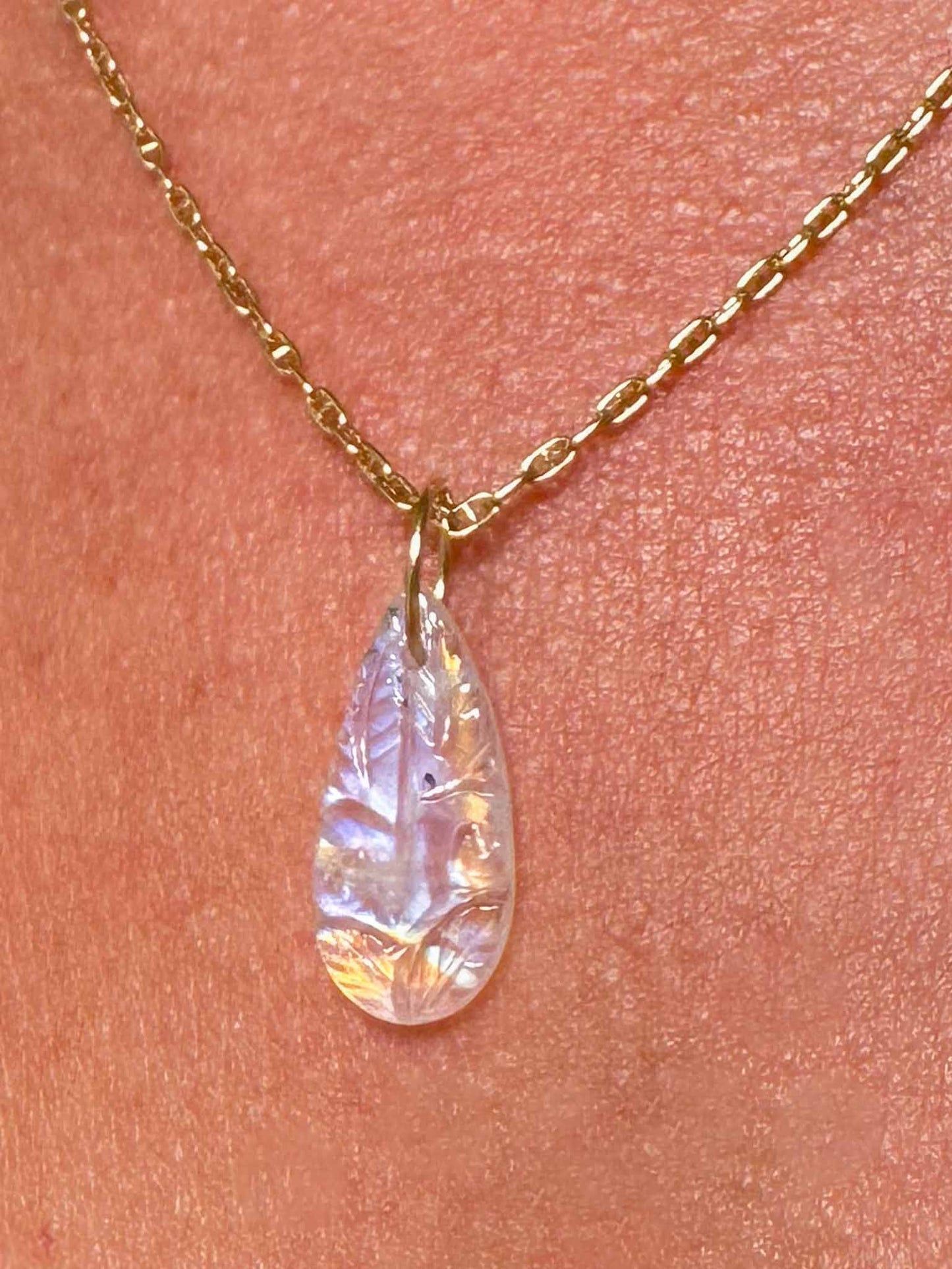 Gorgeous Rainbow Moonstone Charm 14k