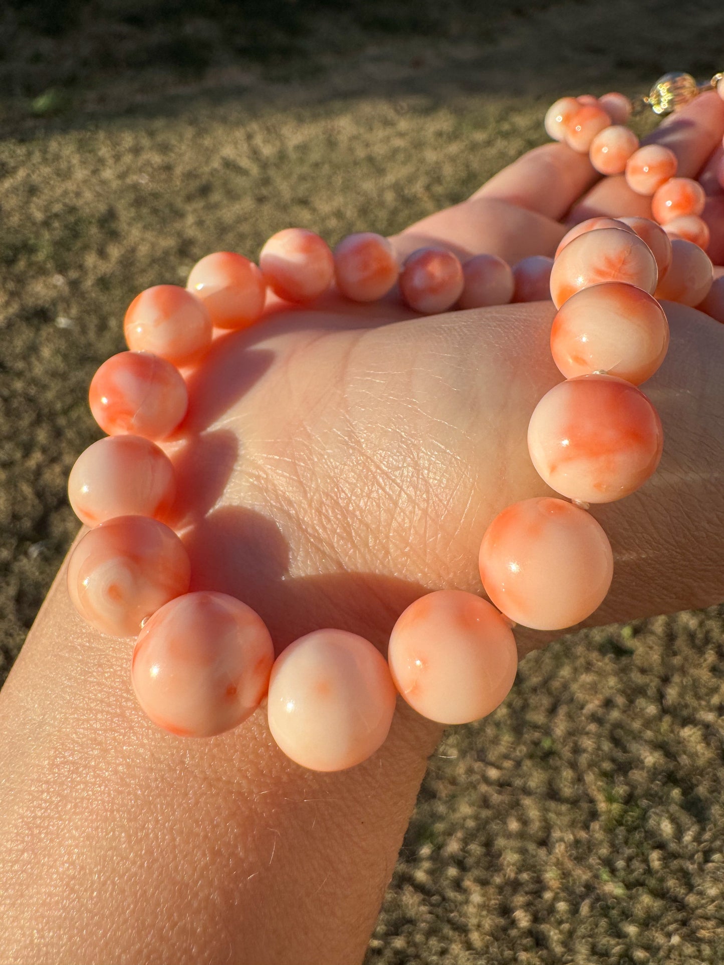 Angel Skin Coral Strand, 14k Gold