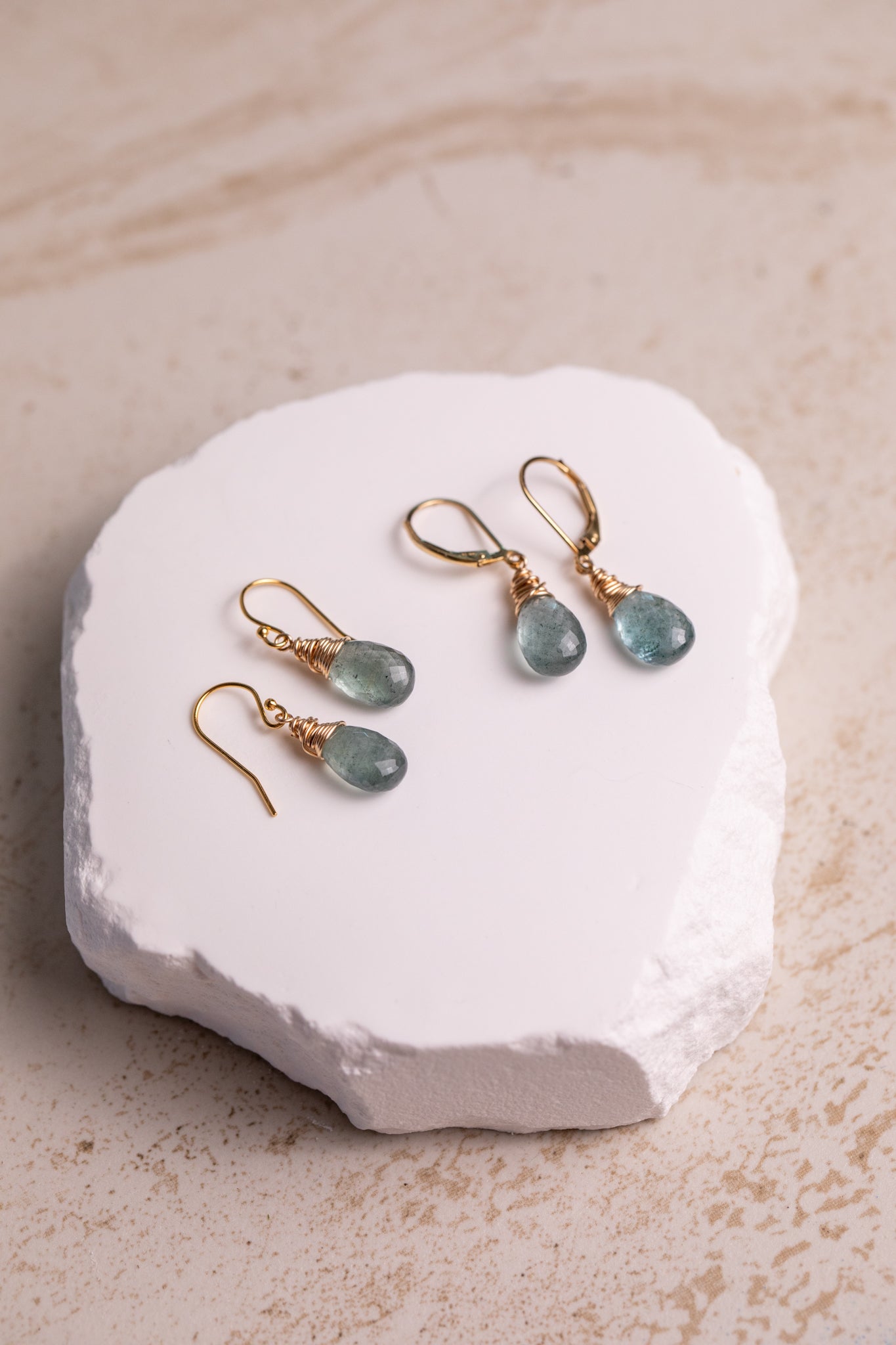 Moss Aquamarine Drop Earrings - Steely Blue