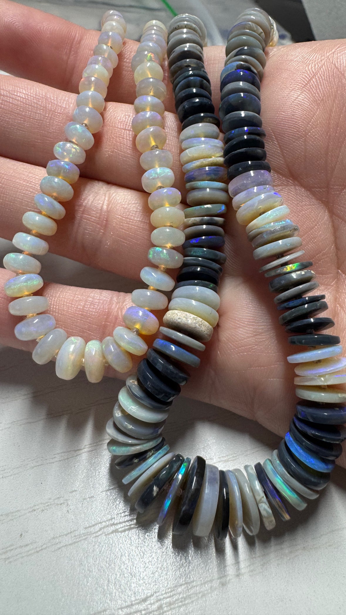 Starlight Necklace - Lightning Ridge Australian Black Opal Knotted Candy Necklace 14k Rose Gold