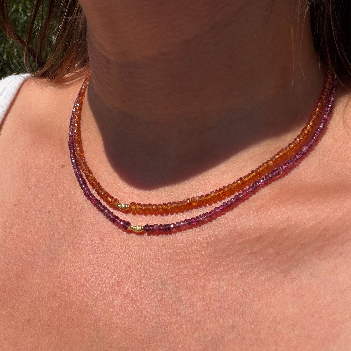 Made to Order: Spessartite Garnet Worry Fish Necklace, 14k Gold