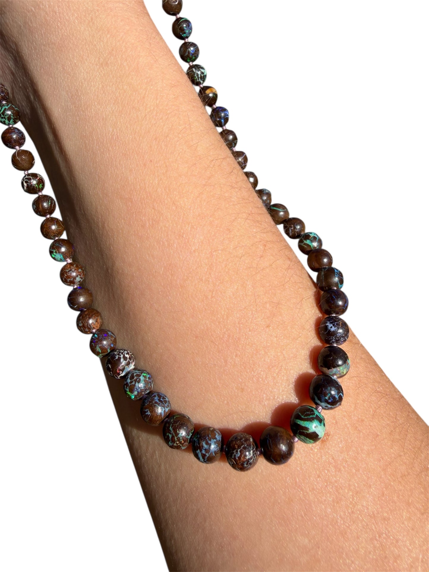 One of a Kind Australian Boulder Opal Strand 14k