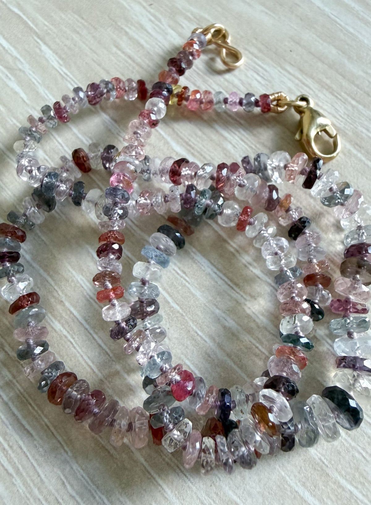Incredible Faceted Spinel Knotted Gemstone Necklace 14k Gold by Brittany Myra, view 15