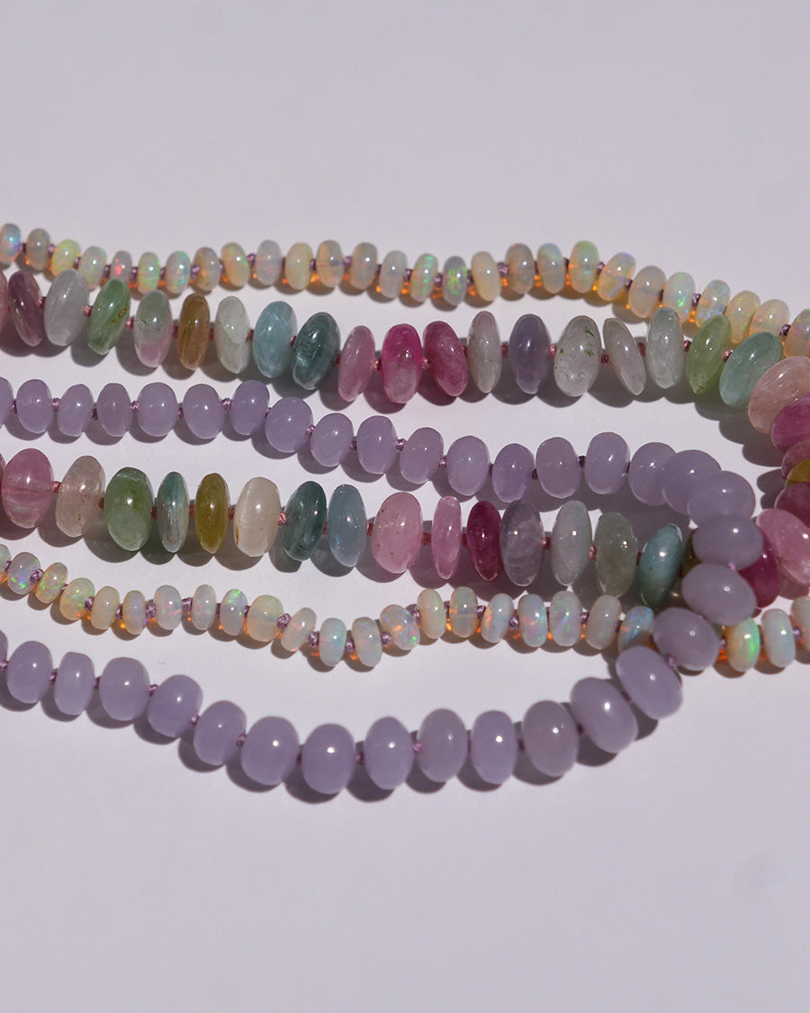 Yttrium Fluorite Knotted Bead Necklace 14k gold candy necklace