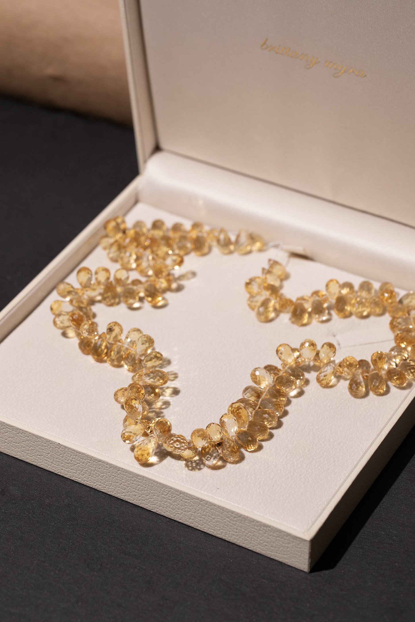 Citrine Teardrop Strand, 14k Gold