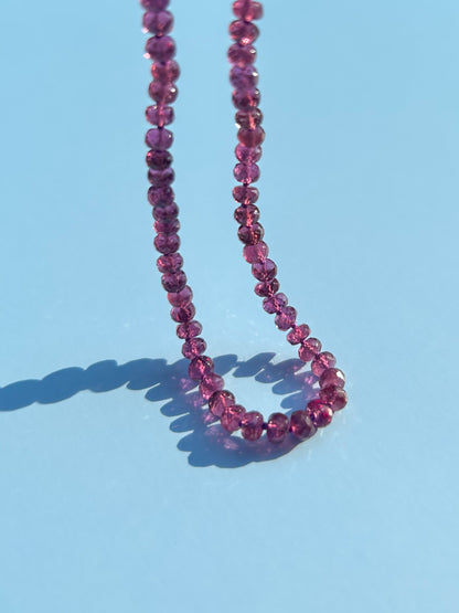rare malaya malaia garnet pink rose january birthstone knotted bead beaded necklace 14k gold