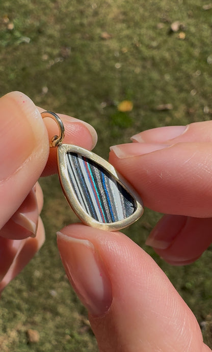 Amazing Fordite Charm with custom 14k Swivel Bail