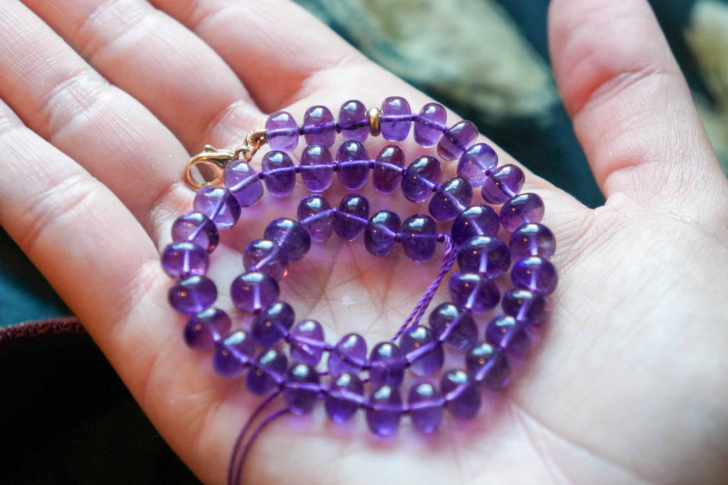 Amethyst Knotted Candy Bead Necklace - 14k Gold Filled