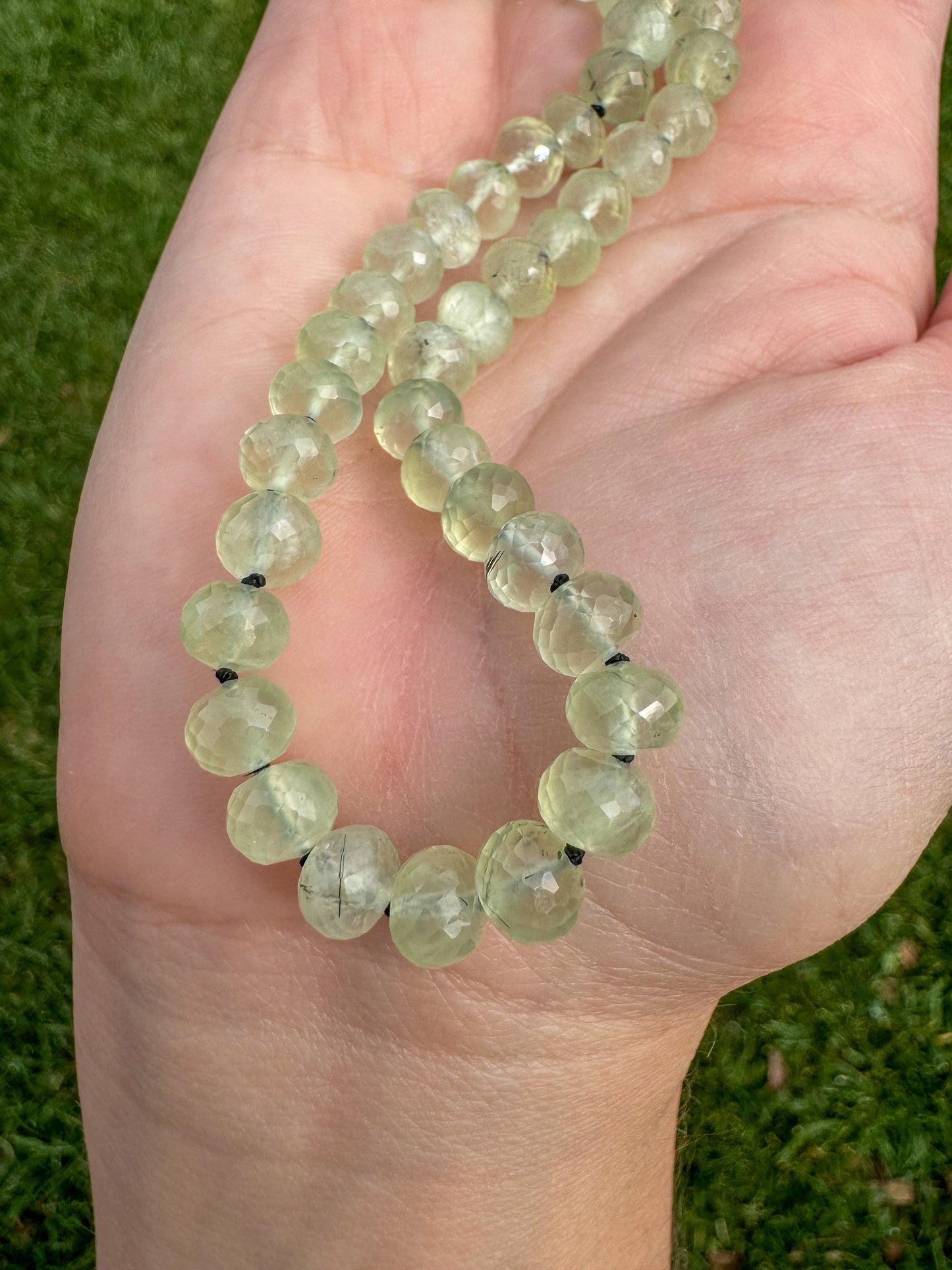 Lemon-Lime |Prehnite Knotted Candy Bead Necklace