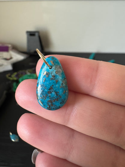 Armenian Turquoise Charm 14k Teardrop