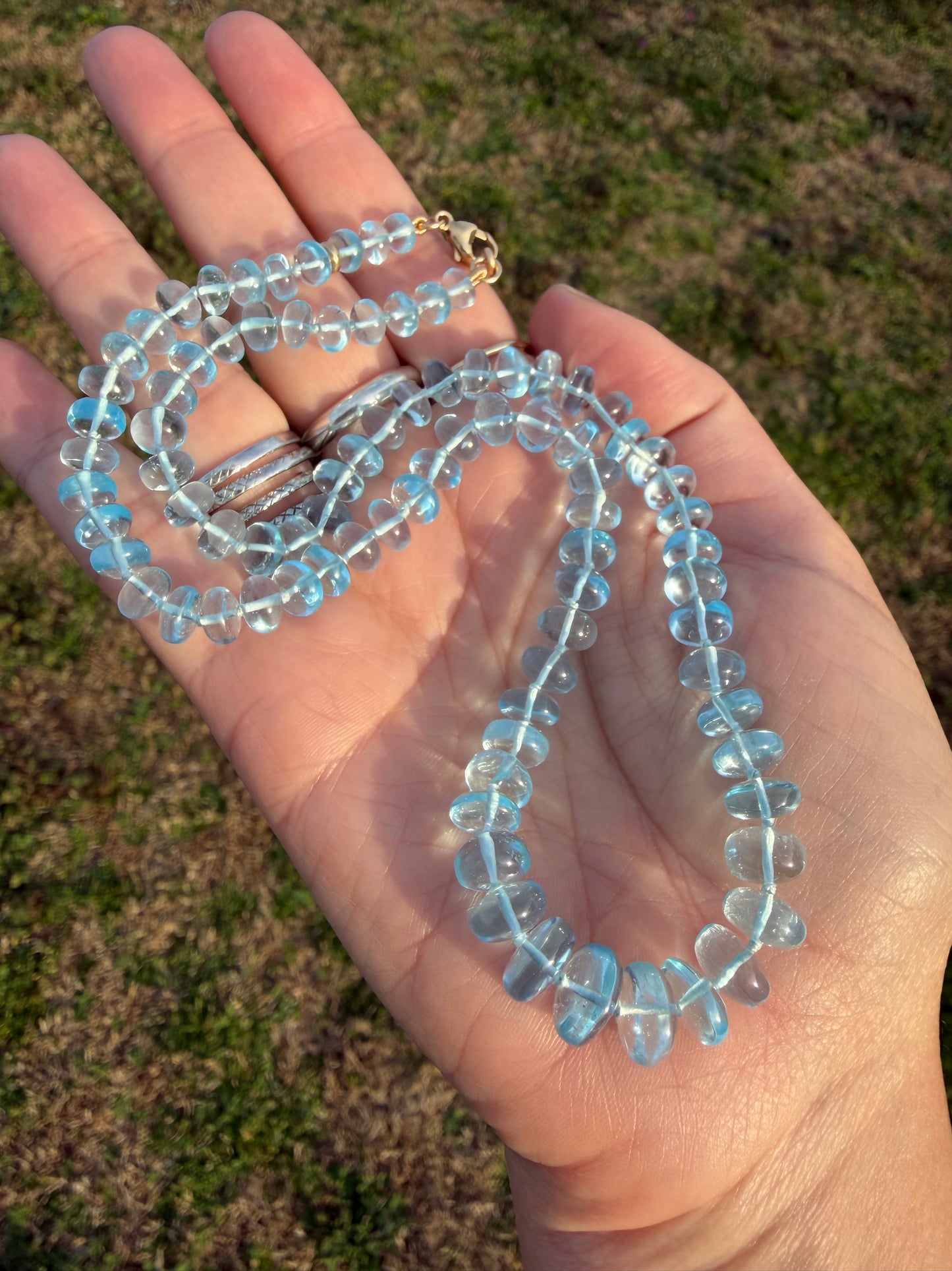 Sky Blue Topaz Knotted Candy Necklace 14k