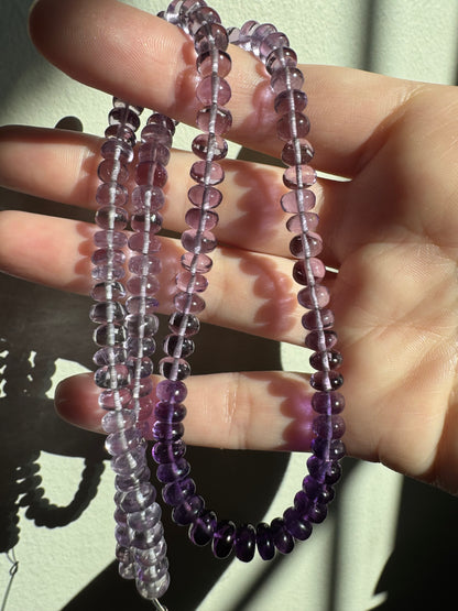 Long Ombré Amethyst Knotted Bead Strand 14K Necklace - Made to Order