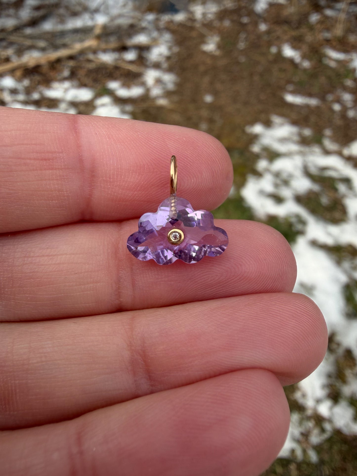 Amethyst Cloud with Diamond, 18k Gold