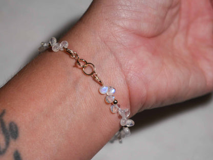 Moonstone Petal Beaded Bracelet 14k