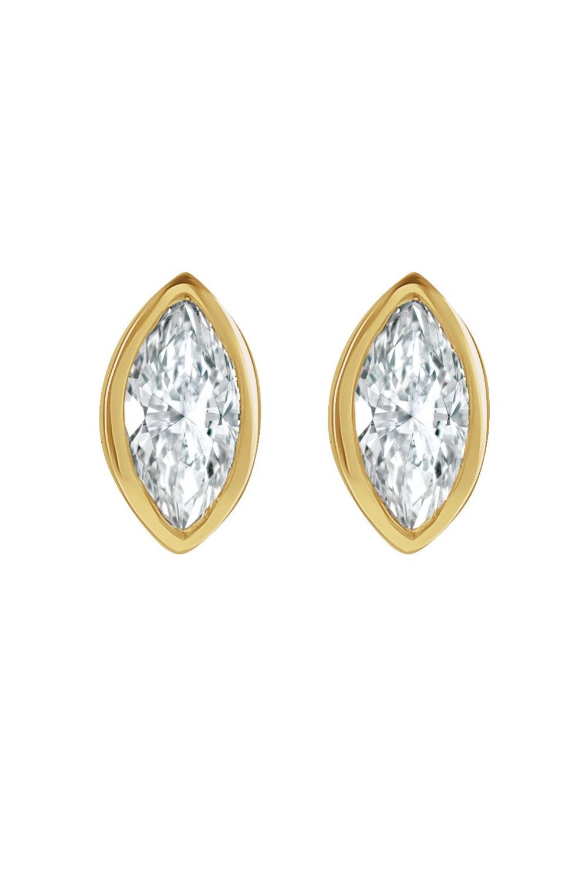 Nova Ray Natural Diamond Marquise Studs 14k Gold