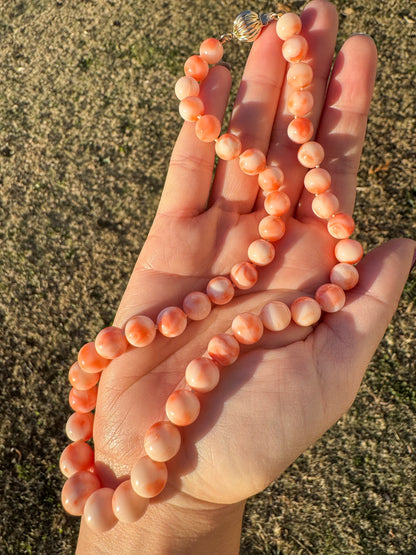 Angel Skin Coral Strand, 14k Gold