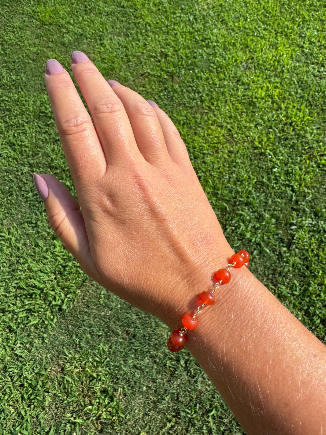 Carnelian Aurum Bracelet, 14k Gold, a close look at the stones
