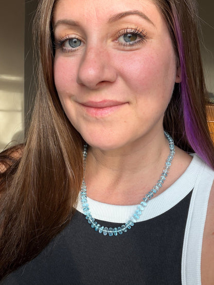 Sky Blue Topaz Knotted Candy Necklace 14k