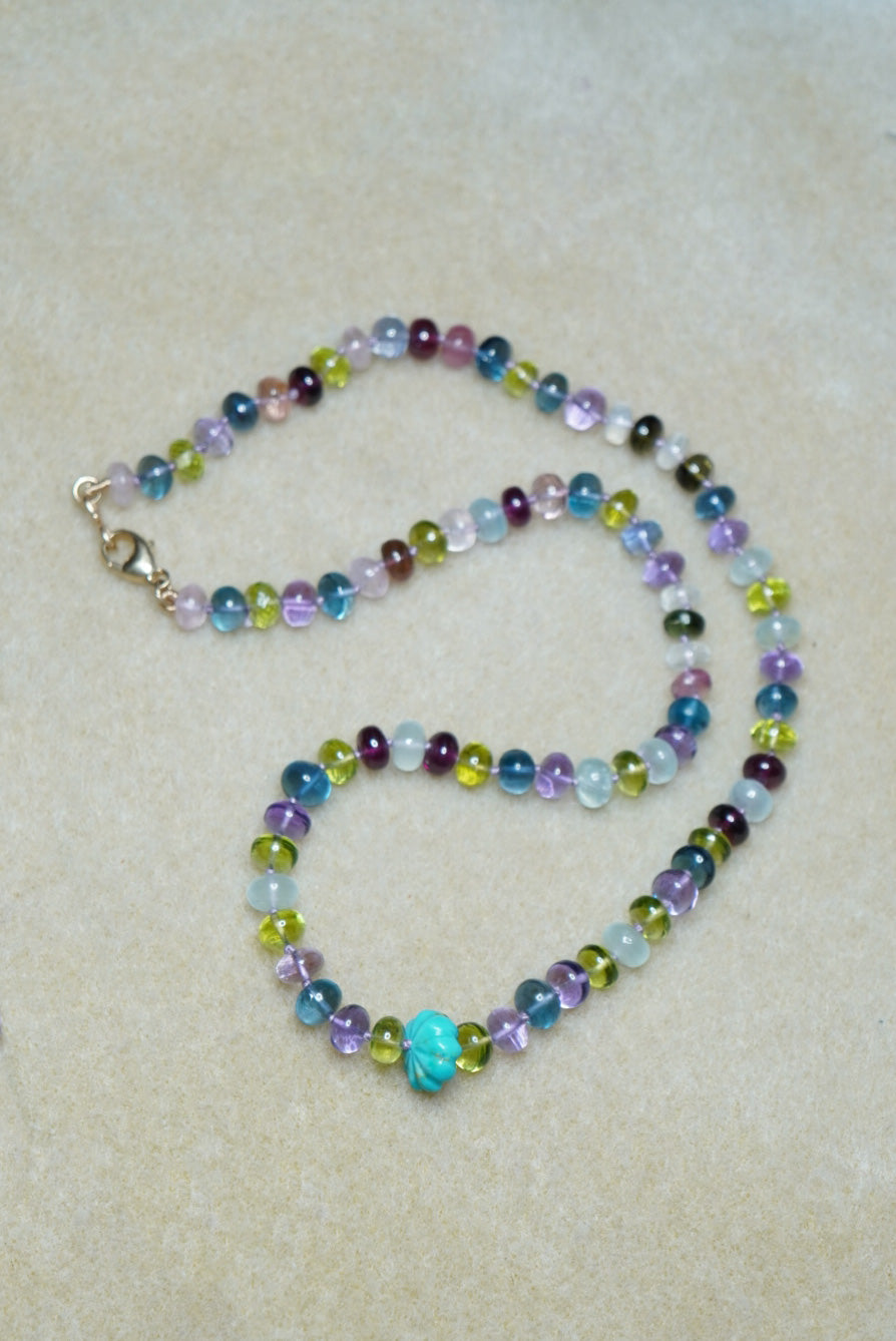 14k gold Rainbow gemstone candy necklace – Vivien Frank Designs