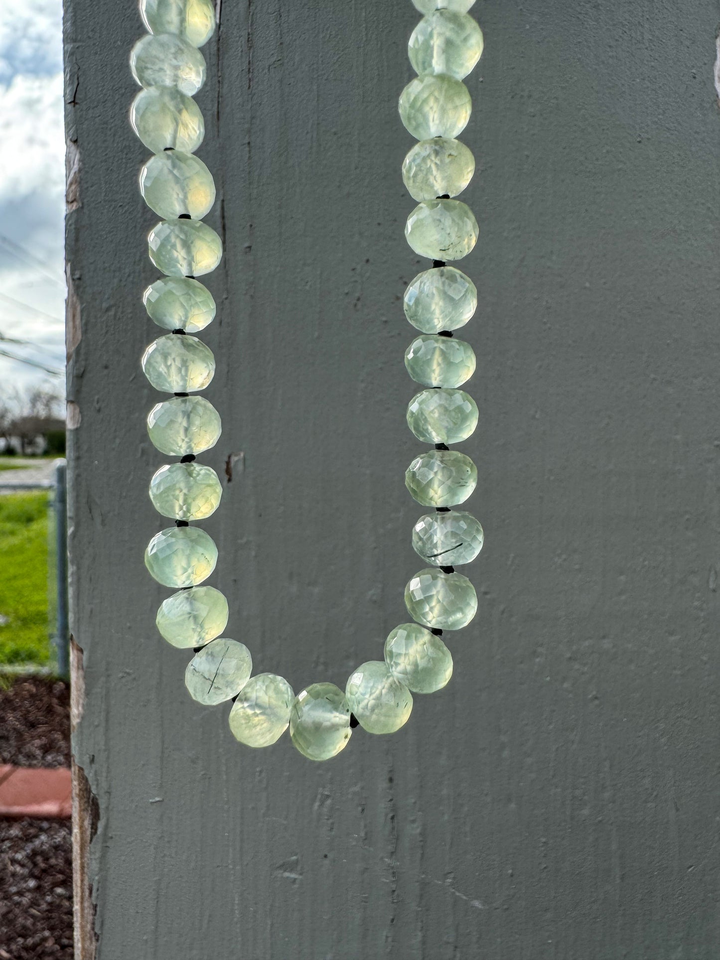 Lemon-Lime |Prehnite Knotted Candy Bead Necklace