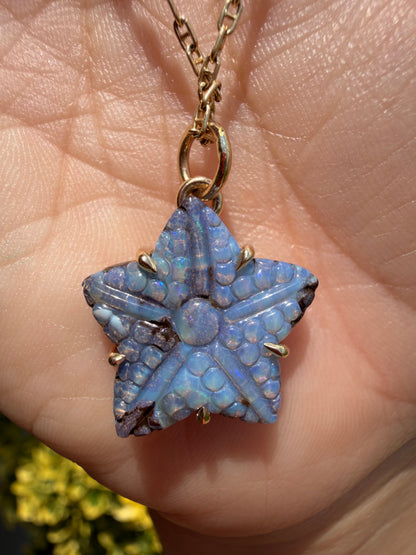 Starfish Boulder Opal Charm 14k