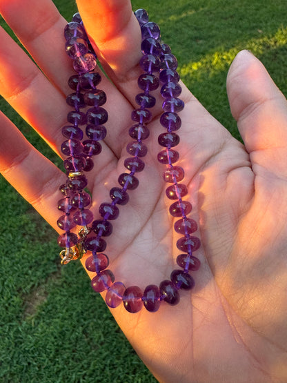 Amethyst Knotted Candy Bead Necklace - 14k Gold Filled