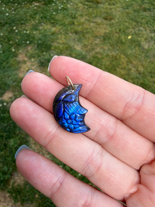 Labradorite Moon Charm