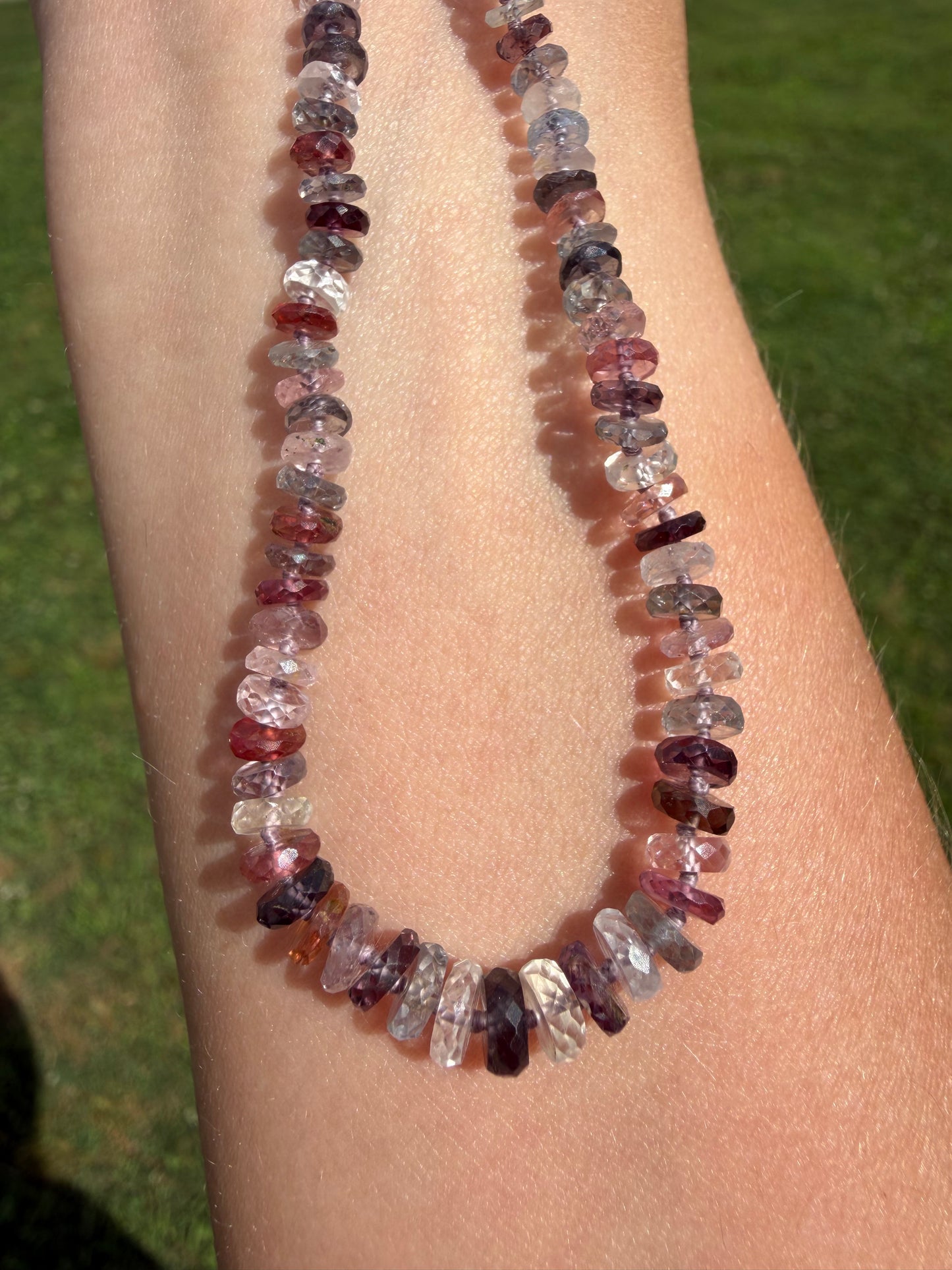 Faceted Spinel Knotted Gemstone Candy Necklace 14k Gold