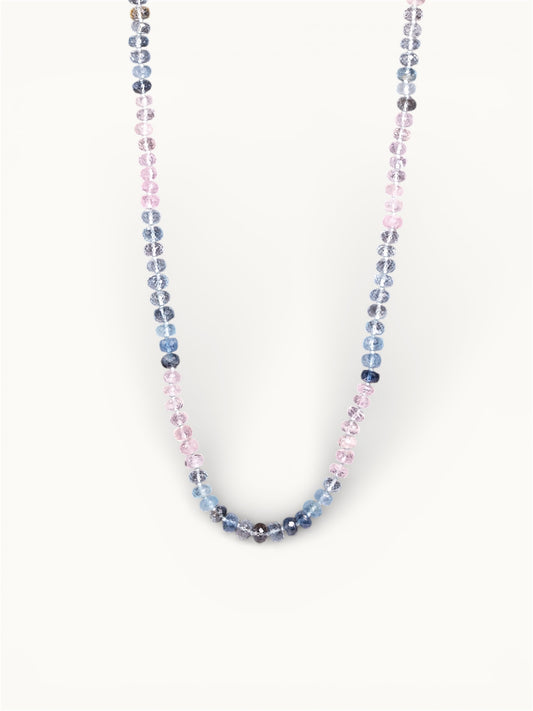 Pink + Blue Beryl Aquamarine and Morganite Strand Necklace 14k