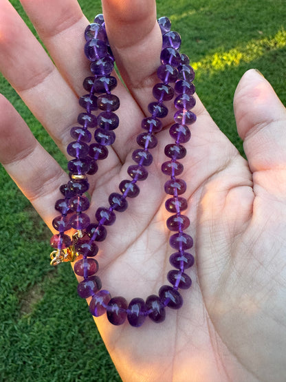Amethyst Knotted Candy Bead Necklace - 14k Gold Filled