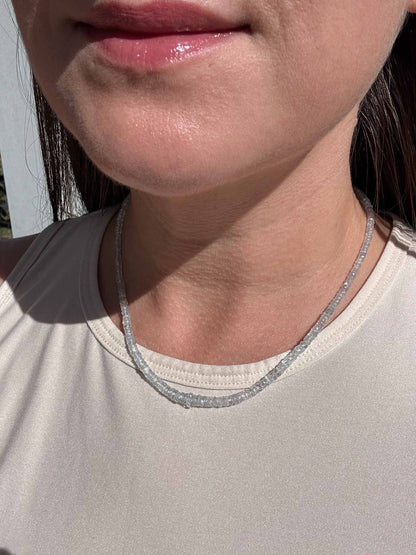 Natural Powder Blue Sapphires Beaded Necklace Gold Filled