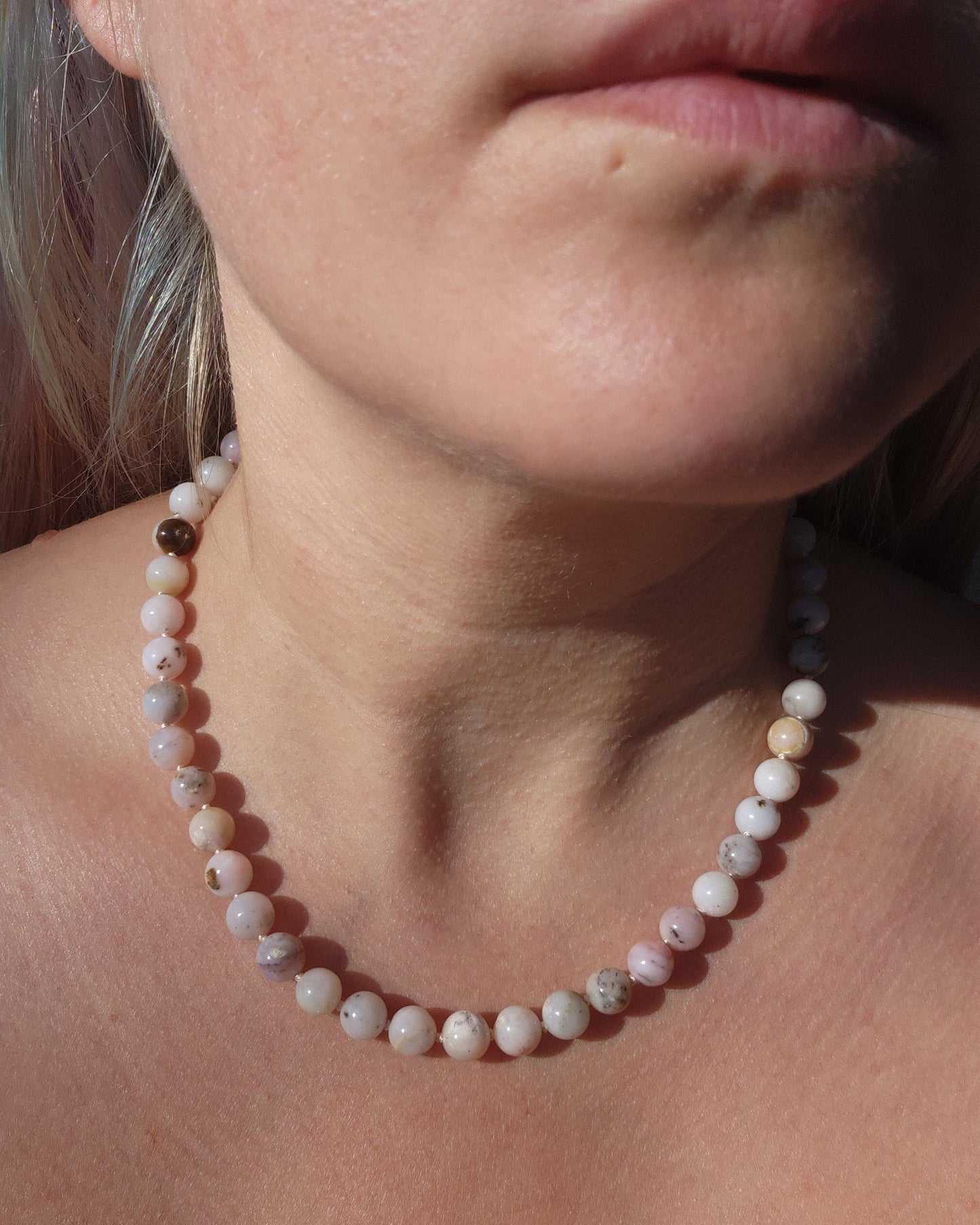Pink Opal Round Candy Necklace