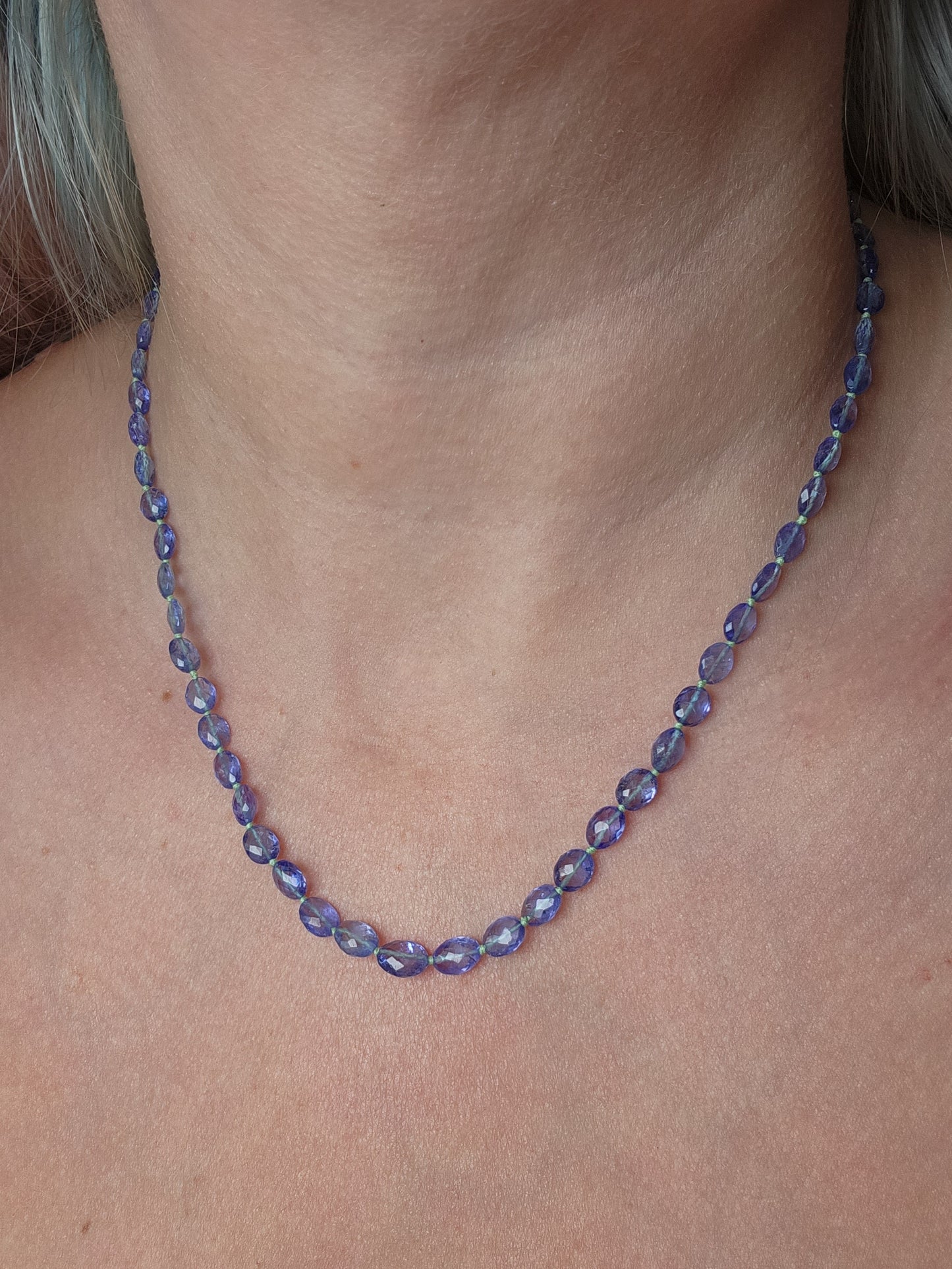 Tanzanite Beaded Knotted Necklace