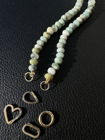 Burmese Jade Knotted Bead Necklace with 14K Open Loops