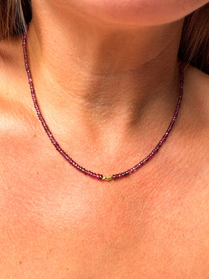 Rubellite Tourmaline Worry Fish Necklace, 14k Gold