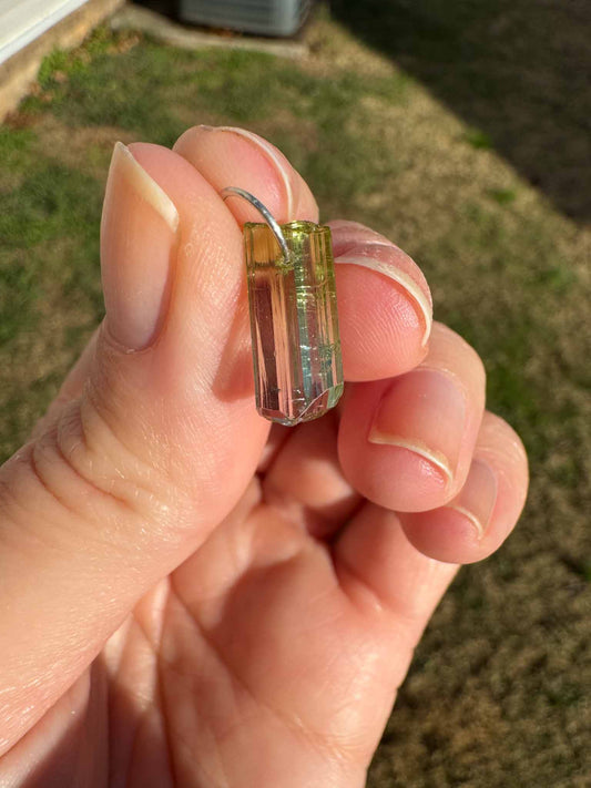 Green Tourmaline Little Rectangular Charm