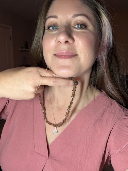 Andalusite Beaded Teardrops Necklace
