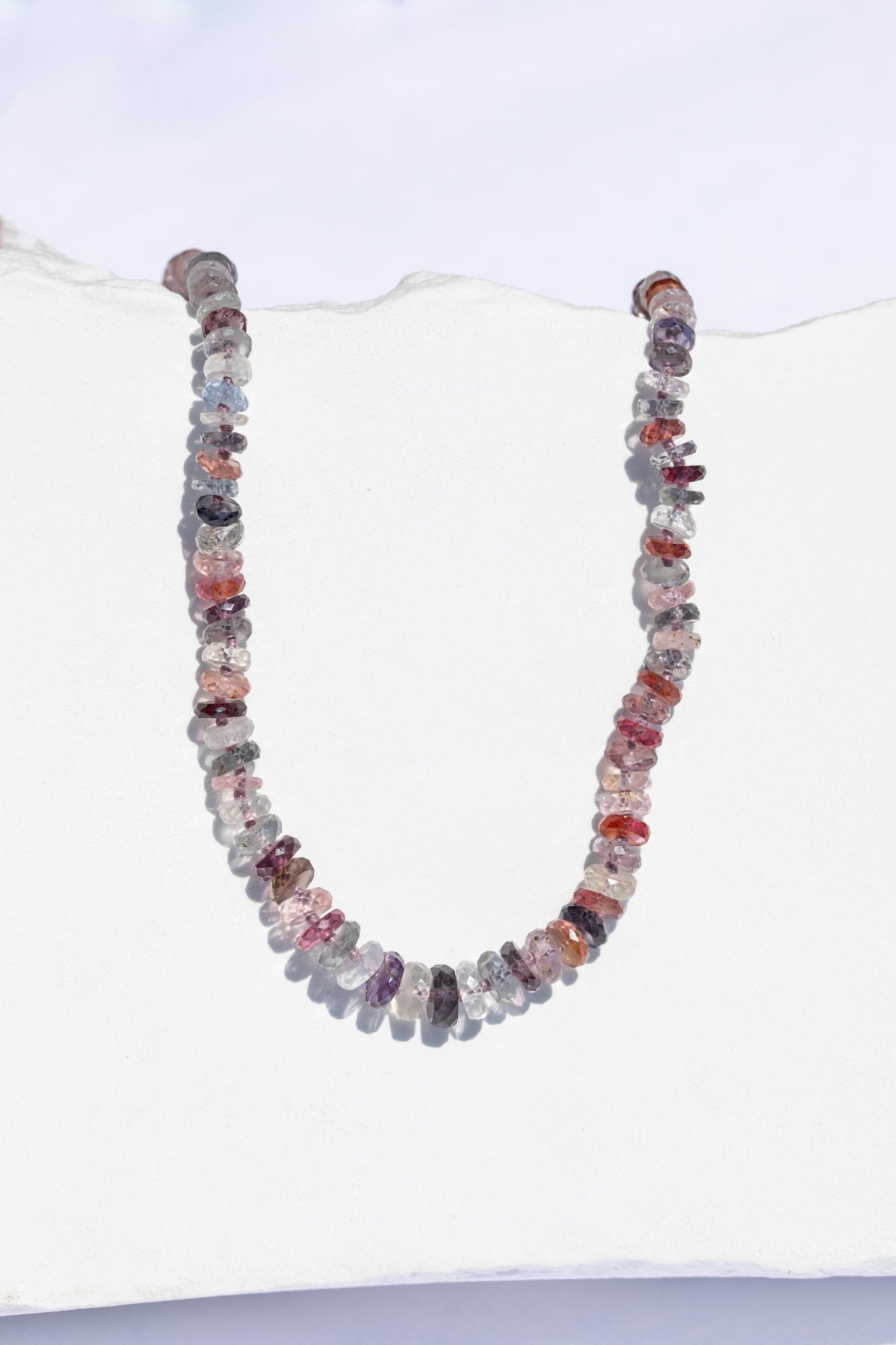 Faceted Spinel Knotted Gemstone Candy Necklace 14k Gold