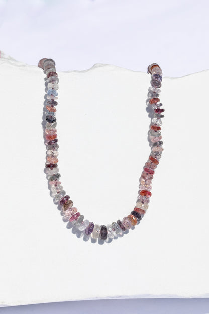 Faceted Spinel Knotted Gemstone Candy Necklace 14k Gold