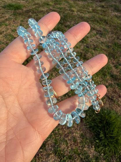 Sky Blue Topaz Knotted Candy Necklace 14k